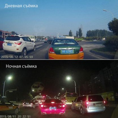 Картинка дневной и ночной съёмки Видеорегистратора зеркала Vehicle Blackbox DVR