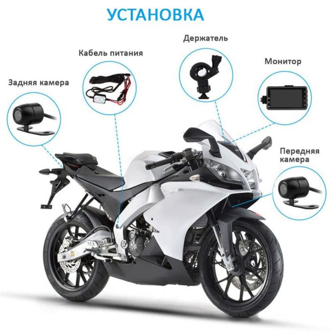 Схема установки видеорегистратора на мотоцикл