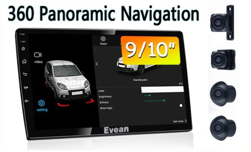 Evean 4G 32G Octa Core Android13, беспроводной Carplay и Android, автомобильный мультимедийный плеер 2 din, 360 панорамная камера