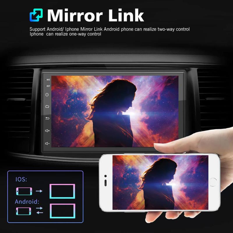 Автомагнитола 2 din с камерой заднего вида обладает функцией Mirror Link (Мирор Линк)