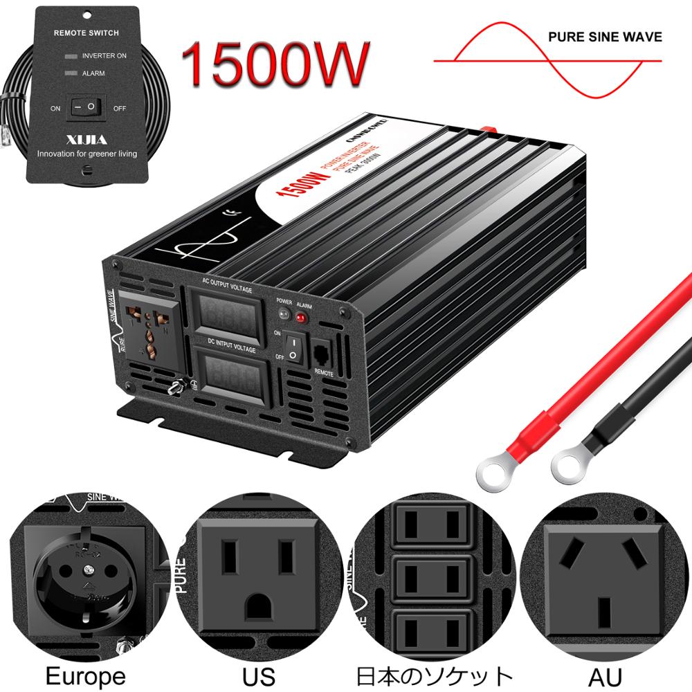 1500W Inverter Pure Sine Wave 12v to 220v with remote control