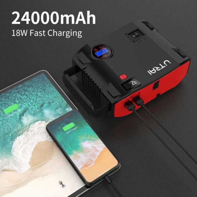 UTRAI 4 In 1 2000A Jump Starter Power Bank 150PSI Air Compressor Tire Pump Portable Charger Car Booster Starting Device 5