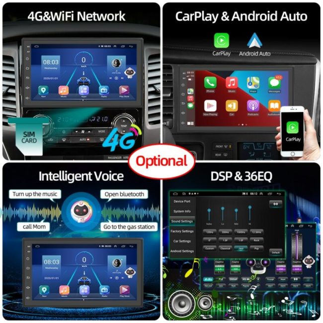 Podofo AI Voice 2din Android Car Radio Multimedia Video Player Autoradio 2 Din 7'' Carplay Stereo GPS Maps For VW Nissan Toyota 5