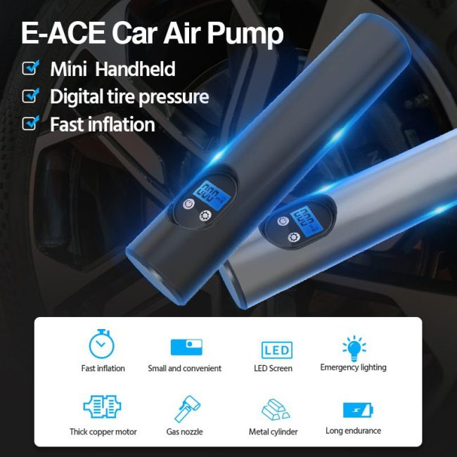 E-ACE M06S Inflatable Pump Air Compressor For Bicycle/Car Tire Inflator Portable Rechargeable 150 PSI Air Pump For Motorcycle 2