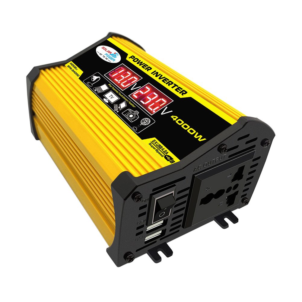 LED Digital 4000W Car Power Inverter 12V to AC 220V 110V - Smart