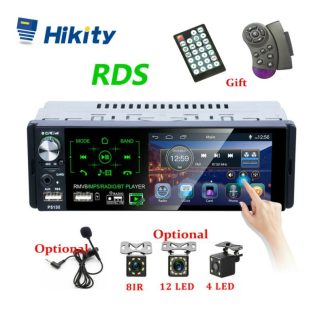 Hikity Autoradio1 din Car Radio 4.1" Inch Touch Screen Car Stereo Multimedia MP5 Player Bluetooth RDS Dual USB Support Micphone 1