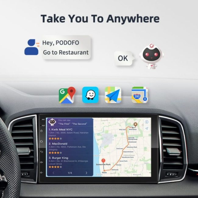 Podofo AI Voice 2din Android Car Radio Multimedia Video Player Autoradio 2 Din 7'' Carplay Stereo GPS Maps For VW Nissan Toyota 2