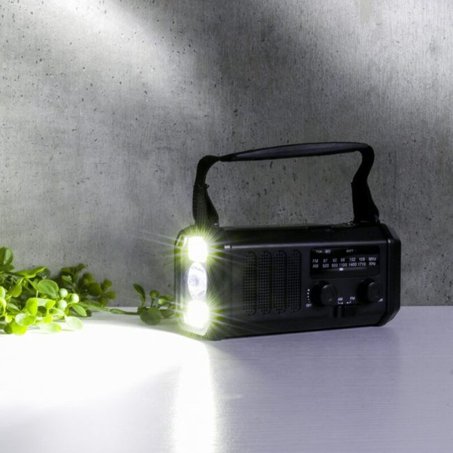 Solar Powered Emergency Power Bank SOS Alarm Type-C Charging Hand Crank Radio with LED Flashlight Multifunctional for Cell Phone 2