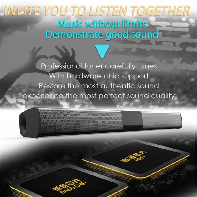 YOUXIU 20W Sound Bar Wireless Bluetooth Speakers Hifi Stereo Home Theater TV Soundbass Surround Sound Dual Subwoofers for TV PC 2