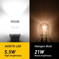 AUXITO 2Pcs 7443 7440 W21W LED Bulb Canbus No Error T20 W21/5W WY21W DRL Car Day Driving Reverse Light 6000K White Super Bright 5
