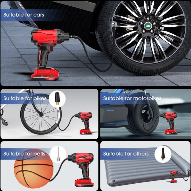 CARSUN Car Air Pump Wireless Inflatable Pump Portable Handheld Rechargeable Air Compressor Digital Car Automatic Tire Inflator 5