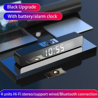 Bluetooth 5.0 Speaker HiFi Stereo Soundbar Noise Cancelling Speaker Wireless Alarm Clock Soundbar Support MP3 WAV WMA Flac APE 1