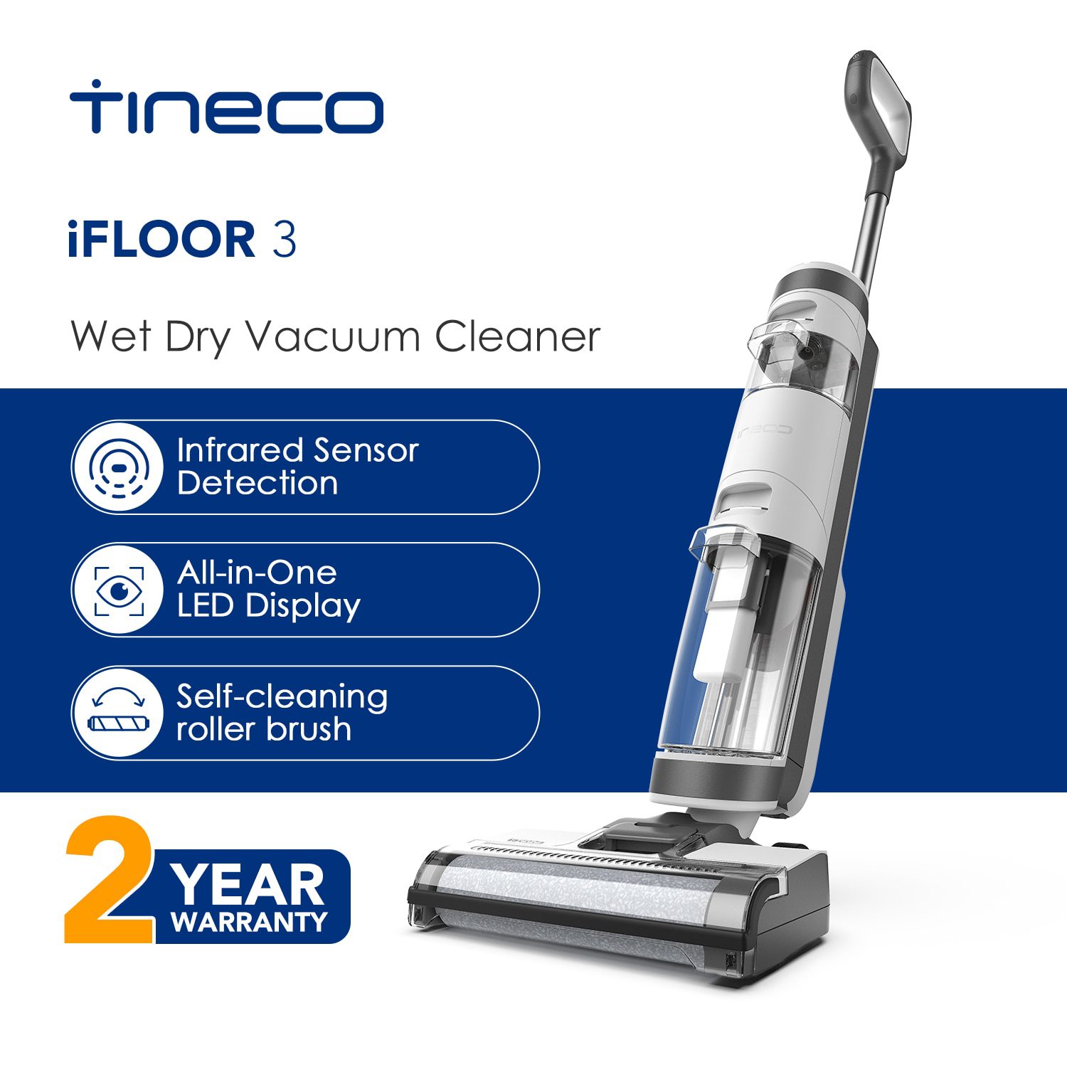Tineco Floor One S3 Smart Cordless Vacuum Cleaner, 2-in-1 Wet and Dry  Function, Powerful Vacuum Cleaner, Automatic Floor Washer, 4000 mAh  Battery, Smart App : : Home & Kitchen