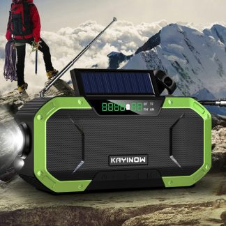 AM/FM Emergency Radio Solar Powered Hand Crank Radio with LED Flashlight 5000mAh Power Bank Phone Charger Bluetooth 5.0 Speaker 1