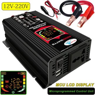 6000W Car Power Inverter LCD Display DC 12V To AC 220/110V Modified Sine Wave Converter Dual USB Charging Ports Car Inverters 1