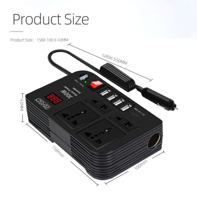 300W Car Inverter DC 12V to 220V Power Converter 4 USB Ports Socket Adapters Automobiles Inverters Parts Accessories 2