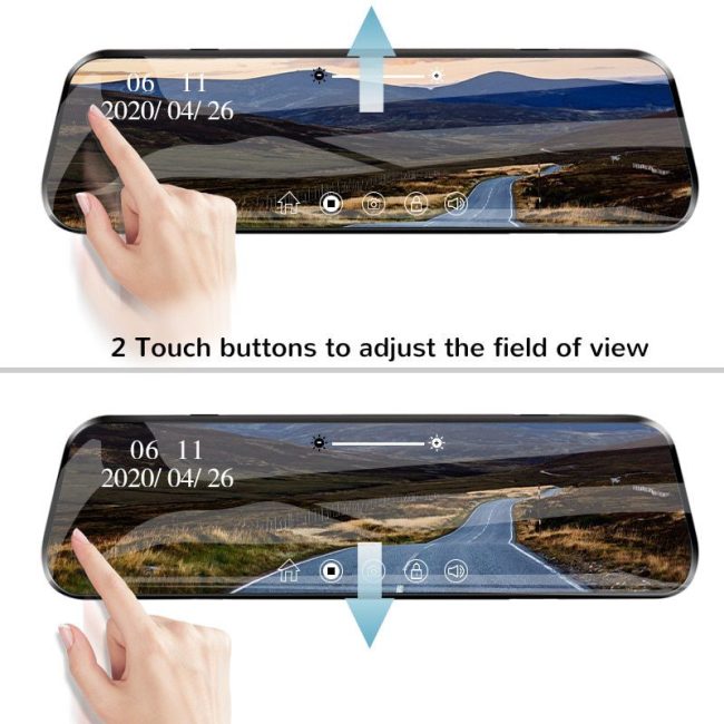 Acceo 1080P Car Dvr 10'' Touch Screen Dash Cam Dual Lens Auto Registrar Stream Mirror Camera Support Rearview Camera Night Visio 3