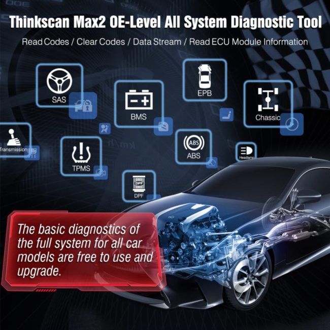 THINKCAR Thinktool ThinkScan Max 2 Full system Lifetime free AF DPF IMMO 28 Reset ECU Coding OBD2 Scanner Support CANFD For GM 5