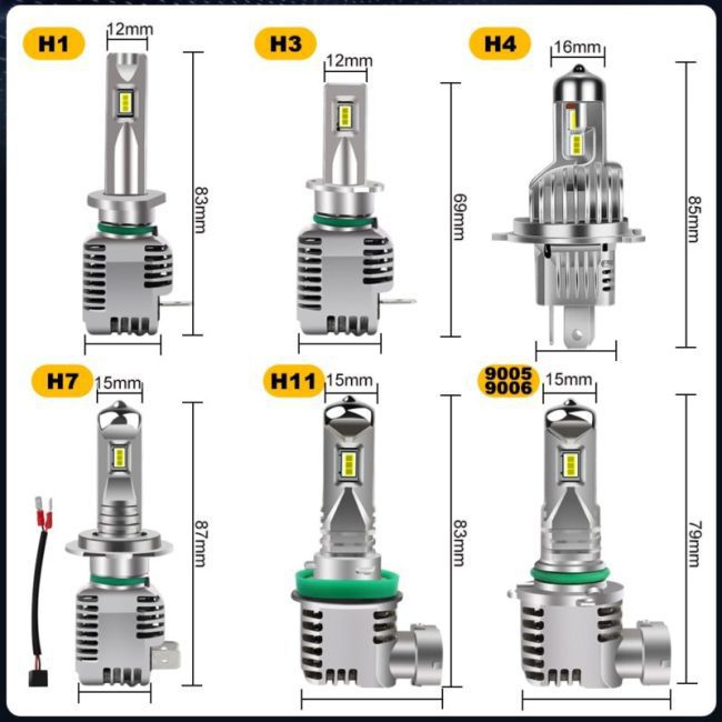 2Pcs H4 LED Headlight Bulb 9003 HB2 H1 H3 H7 Led Canbus H8 H11 9005 HB3 9006 HB4 Car Fog Lamp Motorcycle 12V 6500K lampada 6