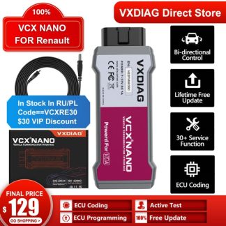 VXDIAG VCX NANO RVDIAG For Renault Diagnostic OBD2 Scanner ECU Coding Programming All System Support J2534 Protocol Free Update 1