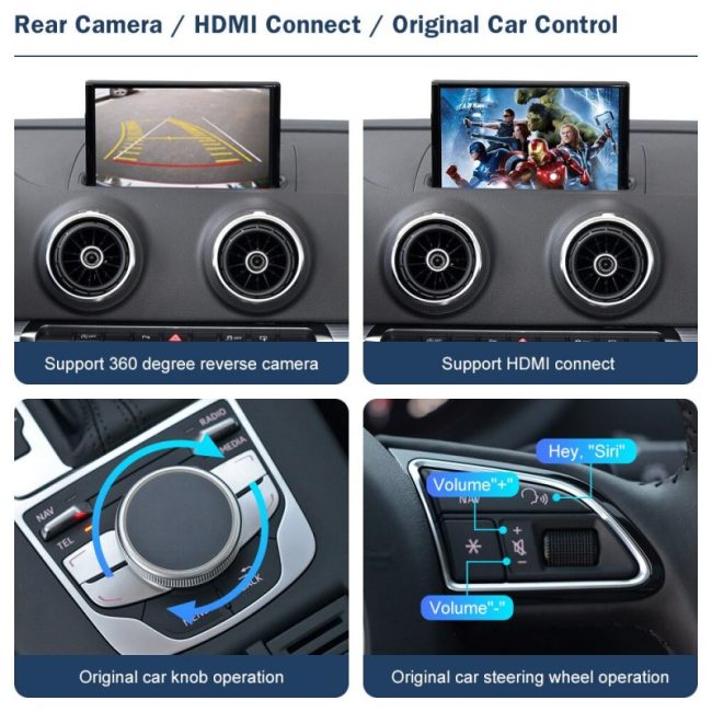 Wireless Apple CarPlay Android Auto Interface for Audi A3 2013-2018, with AirPlay Mirror Link Car Play Functions 5