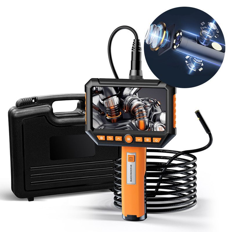 Endoscope Camera with Screen Full HD 1080p Automotive Borescope 8mm  Waterproof Digital Inspection Mini Camera 10m for Car Pipe