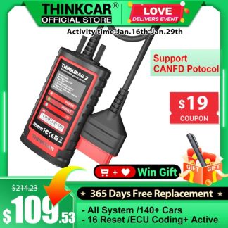 New Thinkcar ThinkDiag 2 ALL Car Brands Canfd protocol All Reset Service 1 Year Free OBD2 Diagnostic Tool Active Test ECU Coding 1