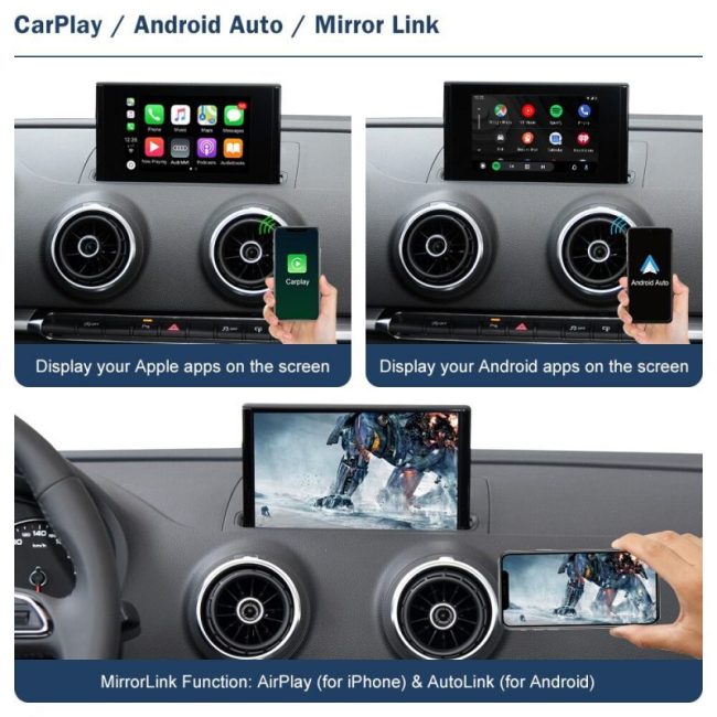 Wireless Apple CarPlay Android Auto Interface for Audi A3 2013-2018, with AirPlay Mirror Link Car Play Functions 3