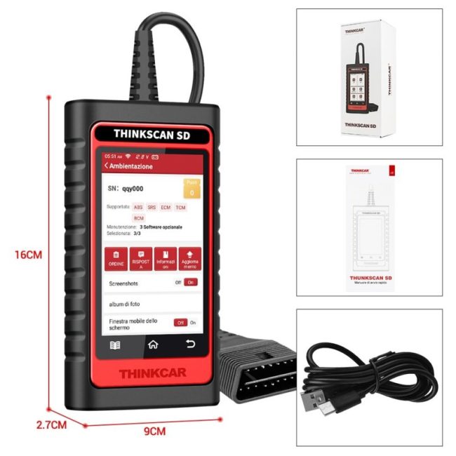 Thinkcar Thinktool SD4 OBD2 Scanner Car Professional Diagnostic Tools ENG ABS SRS AT Scan tool DPF TPMS SAS OIL EPB IMMO Reset 6