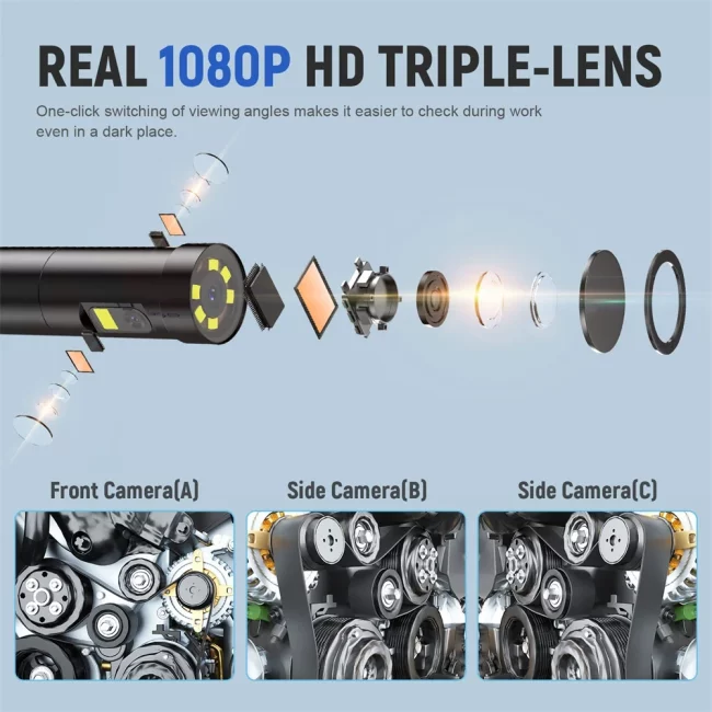 Oiiwak Triple Lens Endoscope Mini Camera 4.3" IPS 2