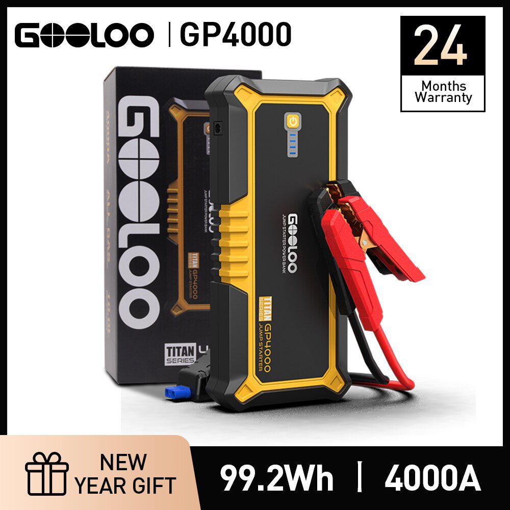 GOOLOO GE4500 Jump Starter, 4500A Peak Car Starter, Portable 16000mAh Power  Bank, 3 Modes LED Light 