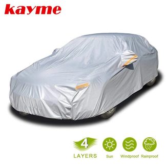 Kayme Multi-Layer Full Car Cover Waterproof All Weather With Zipper Cotton, Outdoor Rain Snow Sun uv Protection Fit Sedan Suv 1