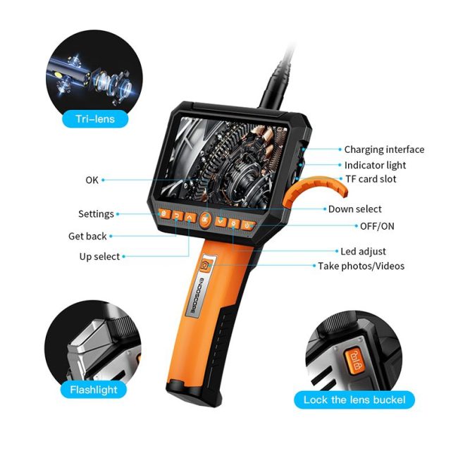 1080P 8mm Triple & Dual Lens Handheld Endoscope Camera with 5 6