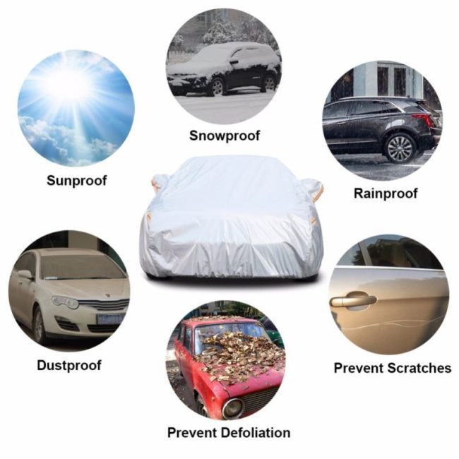 Kayme Multi-Layer Full Car Cover Waterproof All Weather With Zipper Cotton, Outdoor Rain Snow Sun uv Protection Fit Sedan Suv 3