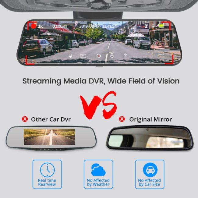 Acceo 1080P Car Dvr 10'' Touch Screen Dash Cam Dual Lens Auto Registrar Stream Mirror Camera Support Rearview Camera Night Visio 5