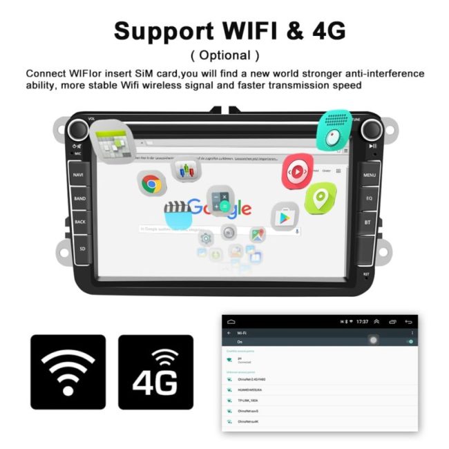 Podofo 2Din Android 10 Car Radio GPS Stereo Receiver Multimedia Player For Volkswagen/VW/Skoda/Passat B6/Seat/Octavia/Polo/Golf 2