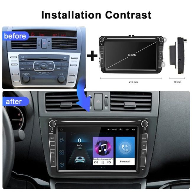 Podofo 2Din Android 10 Car Radio GPS Stereo Receiver Multimedia Player For Volkswagen/VW/Skoda/Passat B6/Seat/Octavia/Polo/Golf 5
