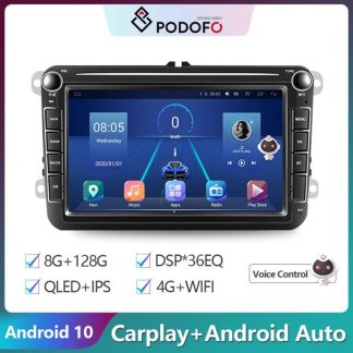 Podofo 2Din Android 10 Car Radio GPS Stereo Receiver Multimedia Player For Volkswagen/VW/Skoda/Passat B6/Seat/Octavia/Polo/Golf 1