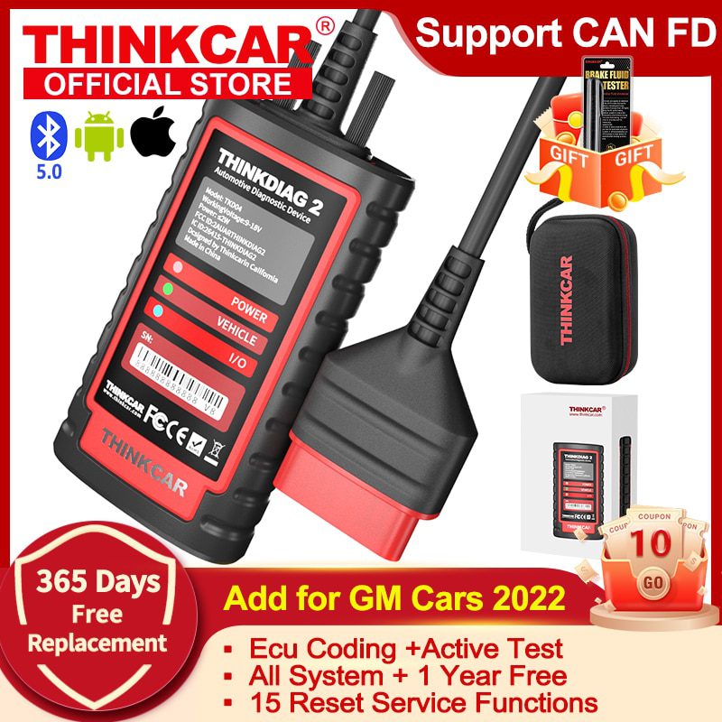 THINKDIAG 2 OBD2 Diagnostic Scanner Bluetooth 5.0 with CAN-FD