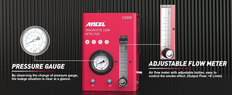 ANCEL S3000 Car Smoke Leak Detector Turbo 12V EVAP Pipe Leak Locator Analyzer Automotive Vacuum Leak Generator Diagnostic Tool 10