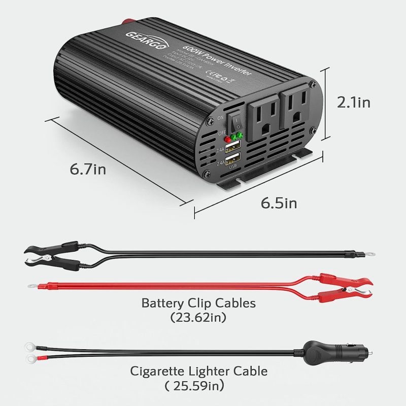 GEARGO 600W Power Inverter with Premium Cooling Fan