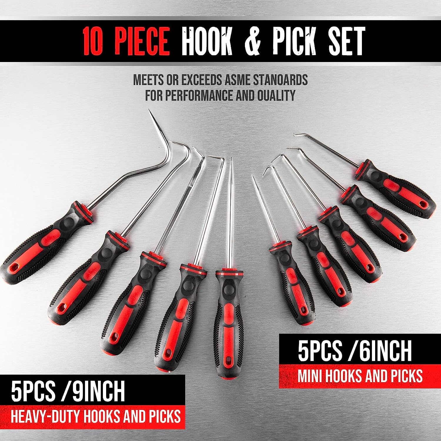 Auto Hook Tool Set - 9-piece Pick Hook Set With Rubber Handles - Men Pick  Hook Set O- Gasket Puller For Vehicles