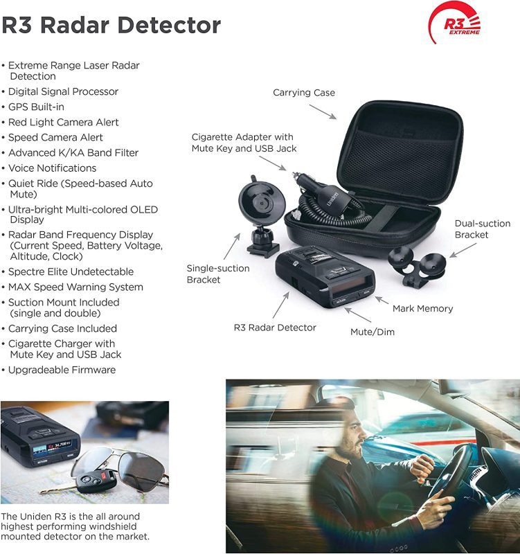 Uniden R3 Detector with preloaded Red Light and Speed Camera alerts