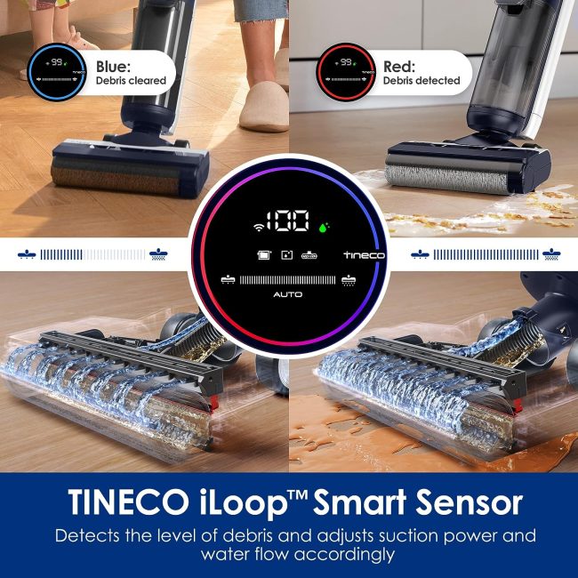 Tineco S5 vacuum and mop's cutting-edge brush roller designed to clean hard-to-reach corners