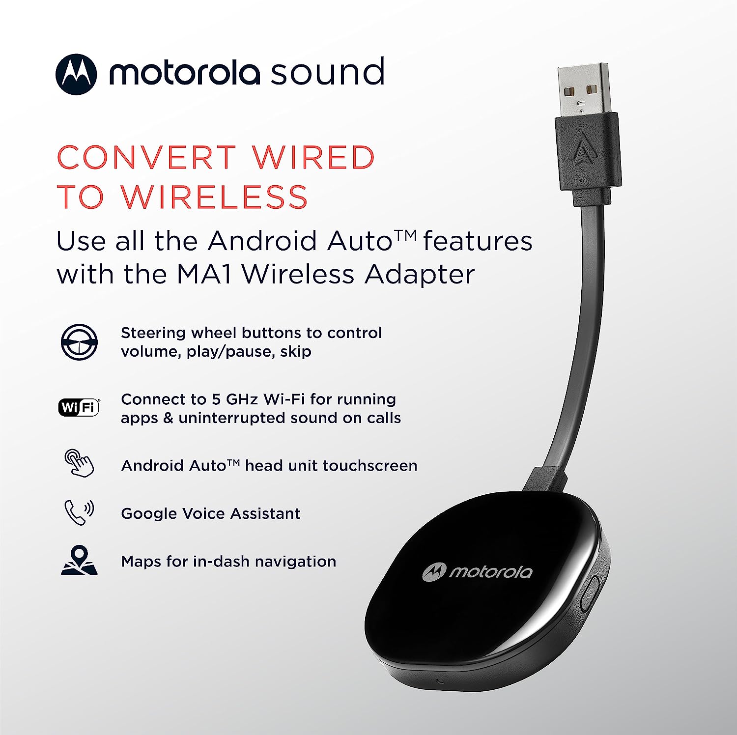Android Auto Wireless Adapter for Car, Wireless Android Auto Dongle  Converts Wired Android Auto to Wireless Adapter 5Ghz WiFi Auto-Connect,  Android
