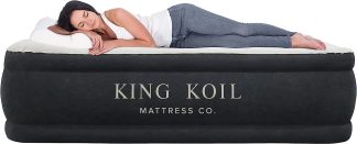 King Koil Luxury Twin Air Mattress with built-in high speed pump, perfect for camping, home and guests
