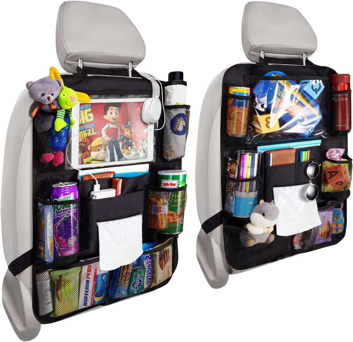 Car Backseat Organizer v2 with Tablet Holder, Tissue Box, 8 Pockets &  Charging Hole for Travel 