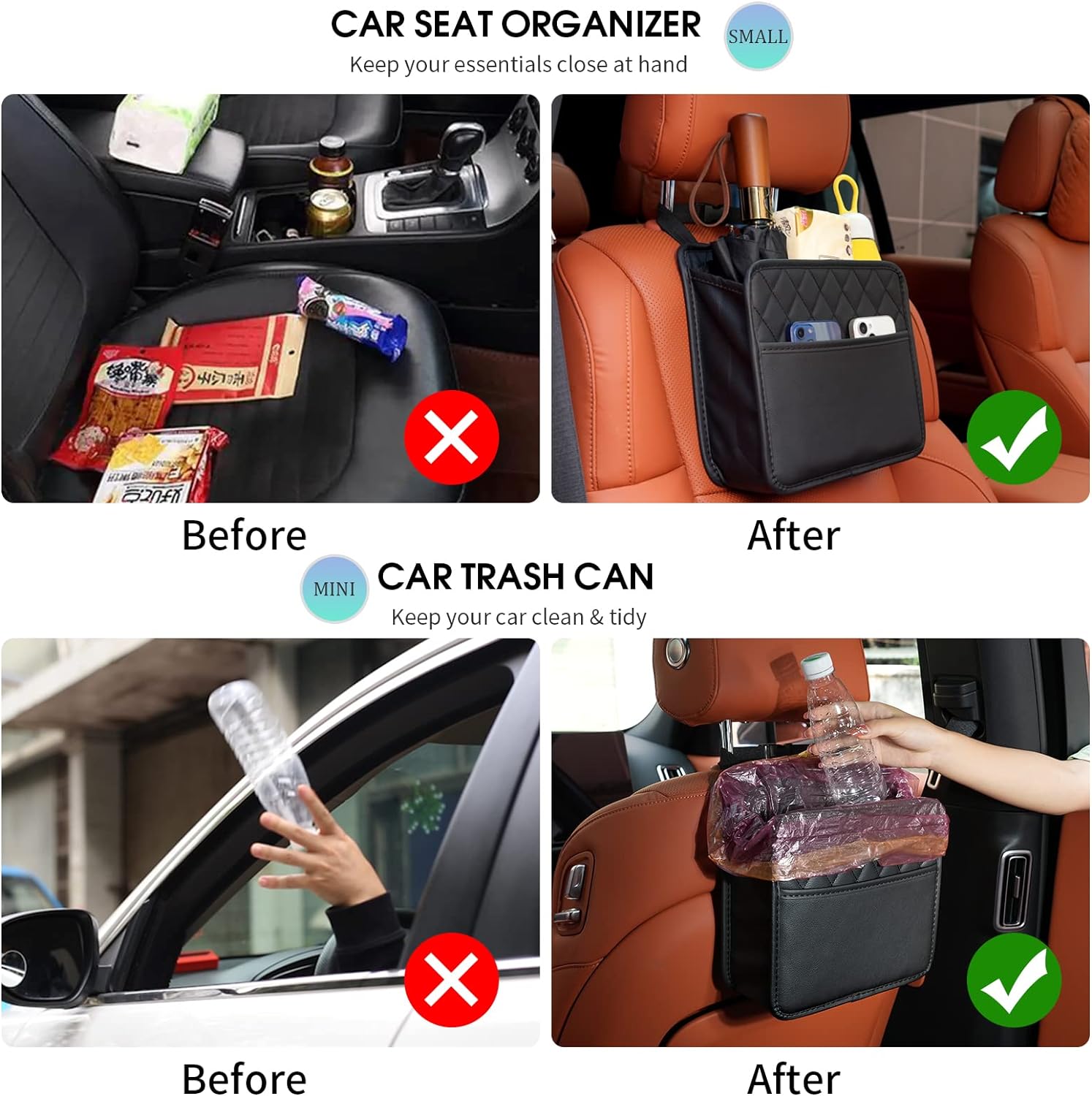 1X Car Bin Seat Back Litter Trash Garbage Hang Bag Holder