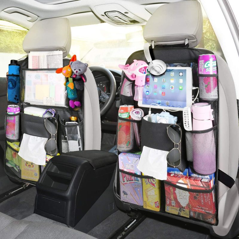 Car backseat organizer with adjustable and easy installation features