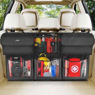 Oasser Back Seat Trunk Organizer with 6 Large Pockets and 3 Adjustable Straps